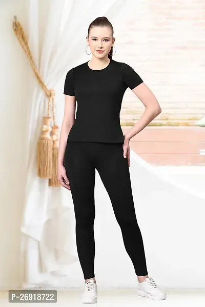 Elite Black Cotton Blend Short Tracksuit For Women-thumb0