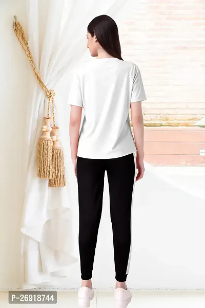 Elite White Cotton Blend Short Tracksuit For Women-thumb2