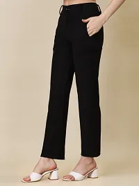 Elegant Black Lycra Solid Trouser For Women-thumb2