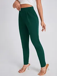 Stylish Green Poly Lycra Solid Trousers For Women-thumb3