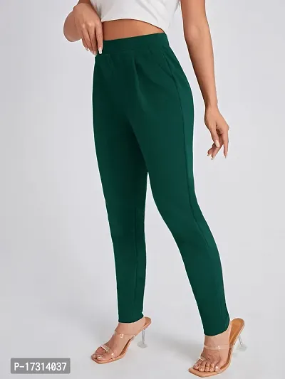 Stylish Green Poly Lycra Solid Trousers For Women-thumb4