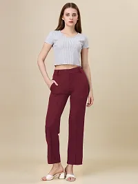 Elegant Maroon Lycra Solid Trouser For Women-thumb3