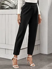 Stylish Black Poly Lycra Solid Trousers For Women-thumb3