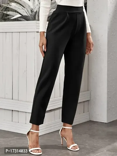 Stylish Black Poly Lycra Solid Trousers For Women-thumb4