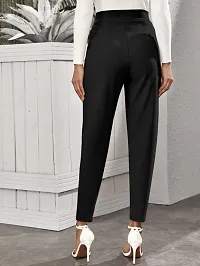 Stylish Black Poly Lycra Solid Trousers For Women-thumb1