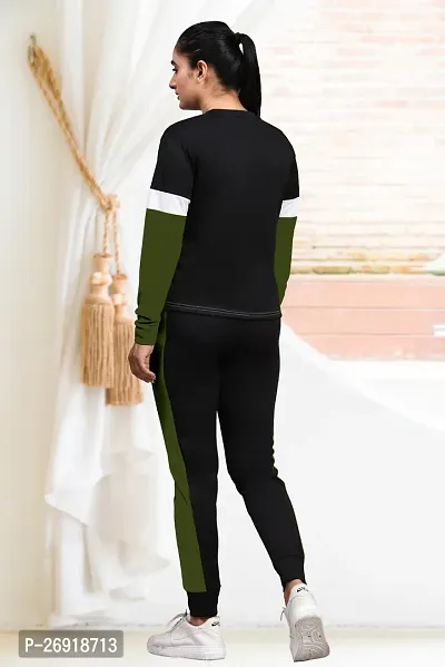 Elite Green Cotton Blend Long Tracksuit For Women-thumb2