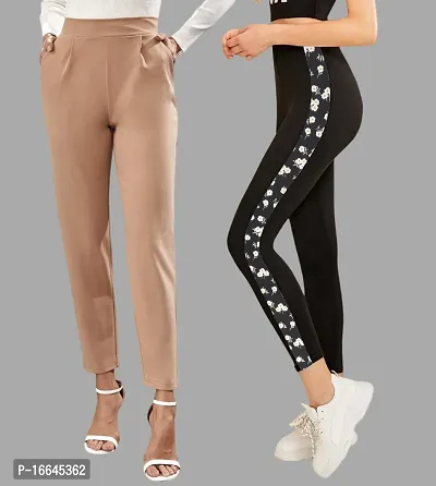 Stylish Fancy Poly Lycra Jeggings For Women Pack Of 2-thumb0