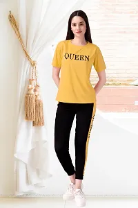 Elite Yellow Cotton Blend Short Tracksuit For Women-thumb2