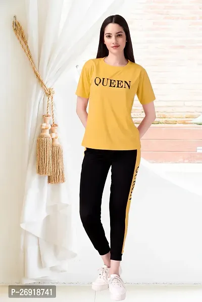 Elite Yellow Cotton Blend Short Tracksuit For Women-thumb3