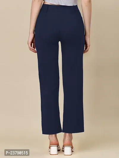 Elegant Blue Lycra Solid Trouser For Women-thumb2