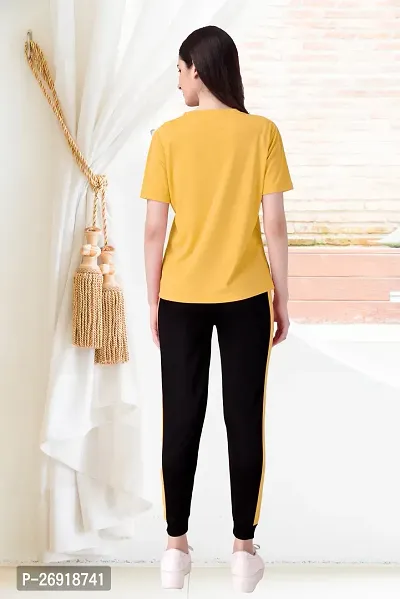 Elite Yellow Cotton Blend Short Tracksuit For Women-thumb2