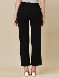 Elegant Black Lycra Solid Trouser For Women-thumb1