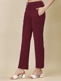 Elegant Maroon Lycra Solid Trouser For Women-thumb2