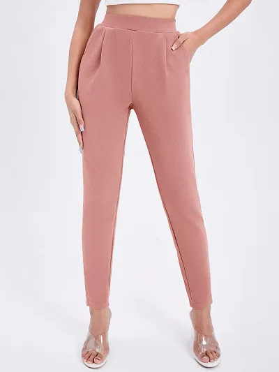 Stylish Poly Lycra Solid Trousers For Women