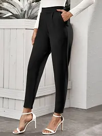 Stylish Black Poly Lycra Solid Trousers For Women-thumb2