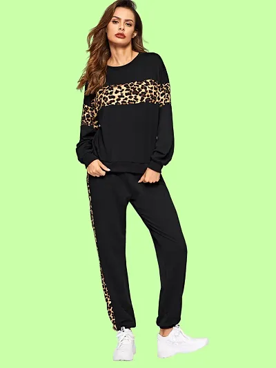 Animal Print, Solid Women Track Suit