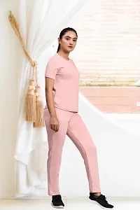 Elite Pink Cotton Blend Short Tracksuit For Women-thumb2