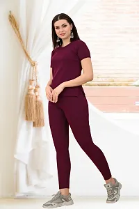 Elite Maroon Cotton Blend Short Tracksuit For Women-thumb3