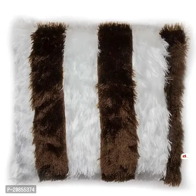 Wondershala Square Shape Fur Cushion Brown White Square Pillow