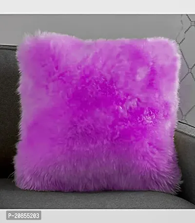 Purple Pillow Fur Cushion Square Shape Cushion for Sofa , Kids Room , Girls Room , Chair , car Decoration-thumb0