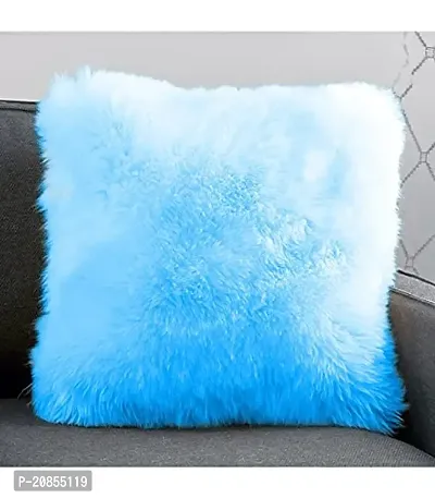 Blue Fur Cushion Square Shape Pillow for Sofa, Kids Room, Girls Room, Chair, car Decoration-thumb0
