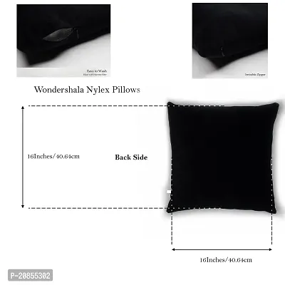 Wondershala Black and White Square Pillow for Sofa Living Room Bedroom , Square Shape Pillow with Zipper 16 x 16 Inches-thumb4