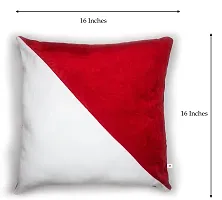 Wondershala Velvet Cushion Square Shape Pillow for Sofa Velvet Pillow ( Red and White ) 16 x 16 Inch-thumb2