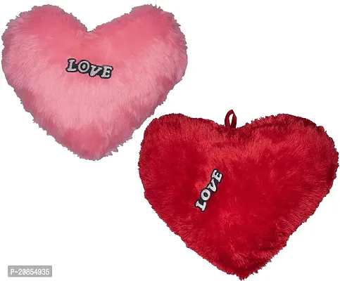 BEATLESS Hearts Microfiber Heart Shape Pillow (Red and Pink Size -Red 30cm, Pink25cm ) - Set of 2