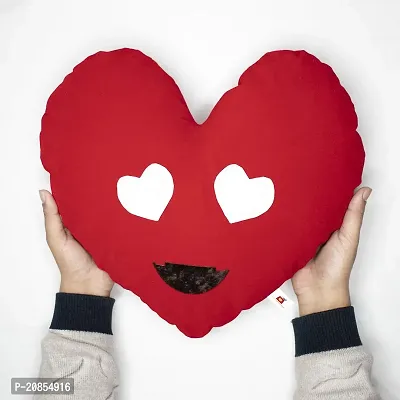 Wondershala Soft Huggable Heart Shape Smiley Cushion Pillow Red 35 cm-thumb3
