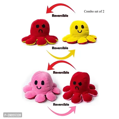 Wondershala Combo Baby Soft Toys Flip Reversible Octopus Toy Plush Stuffed Super Soft Happy sad Octopus Soft Toy-thumb2