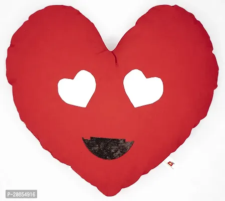 Wondershala Soft Huggable Heart Shape Smiley Cushion Pillow Red 35 cm-thumb0