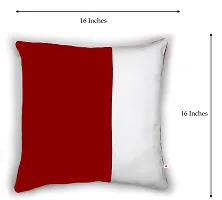 Wondershala Velvet Pillow Set for Sofa Bed Decoration car Sleeping diwan Square Shape Cushion Pillow 16 x 16 inches Red and White-thumb1