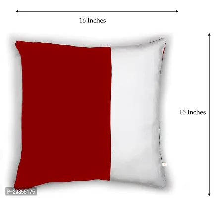 Wondershala Velvet Pillow Set for Sofa Bed Decoration car Sleeping diwan Square Shape Cushion Pillow 16 x 16 inches Red and White-thumb2