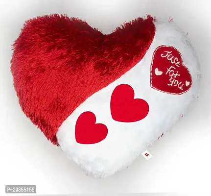 Wondershala Love Heart Shape Pillow for Valentine Gift, Just for You Pillow Quotes Cushion Pack of 1 - Red and White