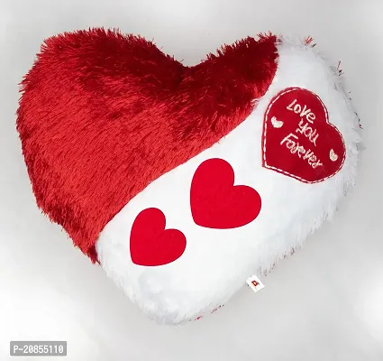 Cushion Pillow Heart Shape for Love One/ Boyfriend/Girlfriend/ Couple/ Husband/ Hubby Pillow with Quotes Love You Forever - Quality Gifts Soft Fur Pillow ( Red and White ), Size 35x30 cm