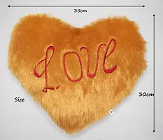 Wondershala Love Pillow Cushion Soft Fur Heart Shape Cushion with Quotes for Boyfriend / Girlfriend / Someone Brown Pack of 1-thumb1
