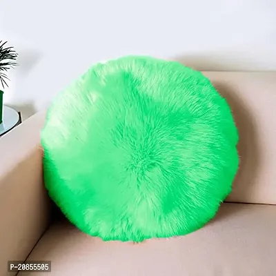 Green Fur Round Cushion Pillow for Chair pad or Sofa Cushion Pillow , Bed Decoration Pillow , car Decoration Pillow , car Decoration Cushion or Home Decoration Pillow