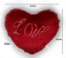 Wondershala Red Fur Pillow Microfibre Love Quotes Cushion Pack of 1 (Red)-thumb2