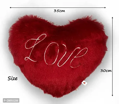 Wondershala Red Fur Pillow Microfibre Love Quotes Cushion Pack of 1 (Red)-thumb3