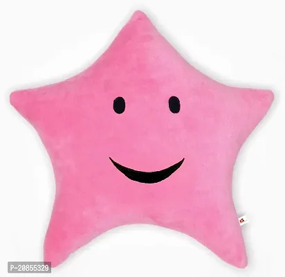 Wondershala Pink Star Shape Soft Pillow Smiley Face Cushion 14 x 14 Inches