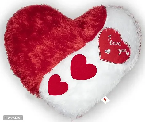 Wondershala Valentine Special Huggable Heart Shape Pillow Soft Stuffed Cushion Toy Love Heart Pillow for Gifting in Red White Size 35 cm (White)-thumb0
