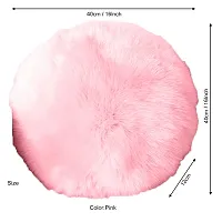 Wondershala Pink Fur Round Cushion Pillow for Chair pad or Sofa Cushion Pillow, Bed Decoration Pillow, car Decoration Pillow, car Decoration Cushion or Home Decoration Pillow-thumb1