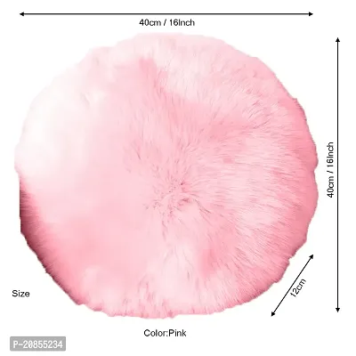 Wondershala Pink Fur Round Cushion Pillow for Chair pad or Sofa Cushion Pillow, Bed Decoration Pillow, car Decoration Pillow, car Decoration Cushion or Home Decoration Pillow-thumb2