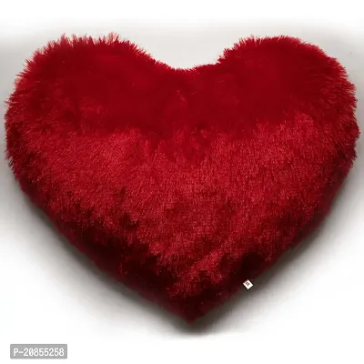 Wondershala Red Fur Heart Pillow Cushion Heart Shape Pillow Love Cushion Pillow for Couples Set-thumb0
