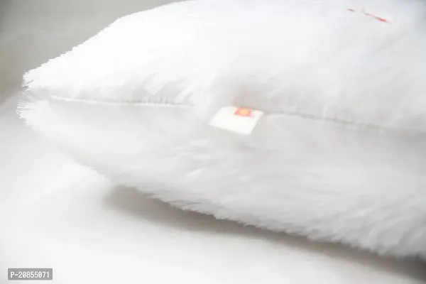 Wondershala White Faux Fur Pillow Cushion Love Heart Pillow-thumb3