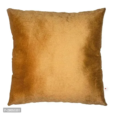 Wondershala Brown Square Plain Pillow Cushion Velvet 37cm-thumb0