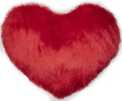 Wondershala Red Fur Pillow Microfibre Love Quotes Cushion Pack of 1 (Red)-thumb1