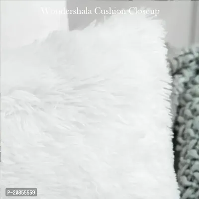 Wondershala White Fur Cushion Cover Furry Pillowcase Pack of 1-thumb4