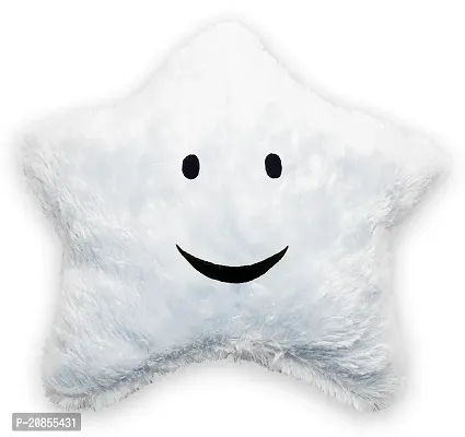 Wondershala Star Shape Pillow White Fur Cushion Microfibre Animals, Smiley, Toons  Characters Baby Pillow 15 x 15 Inch Pack of 1-thumb0