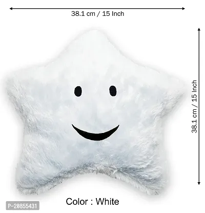Wondershala Star Shape Pillow White Fur Cushion Microfibre Animals, Smiley, Toons  Characters Baby Pillow 15 x 15 Inch Pack of 1-thumb2